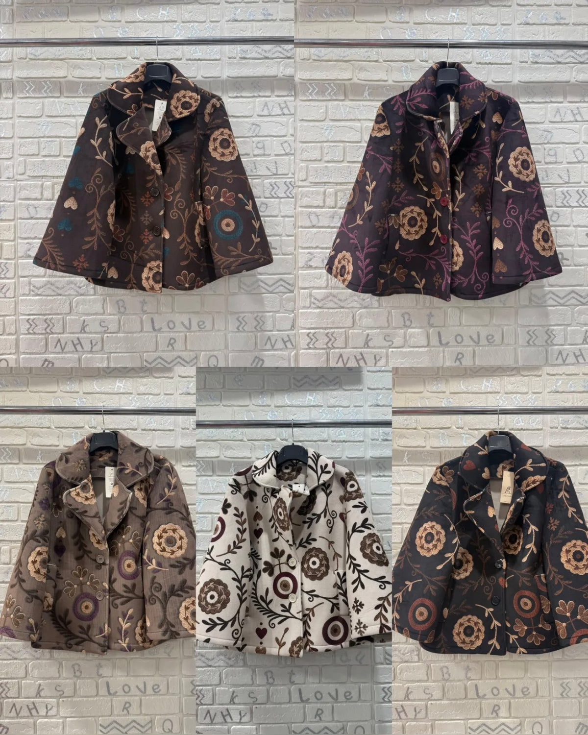 Cappotto corto fantasia floreale – taglia unica, stile boho chic
