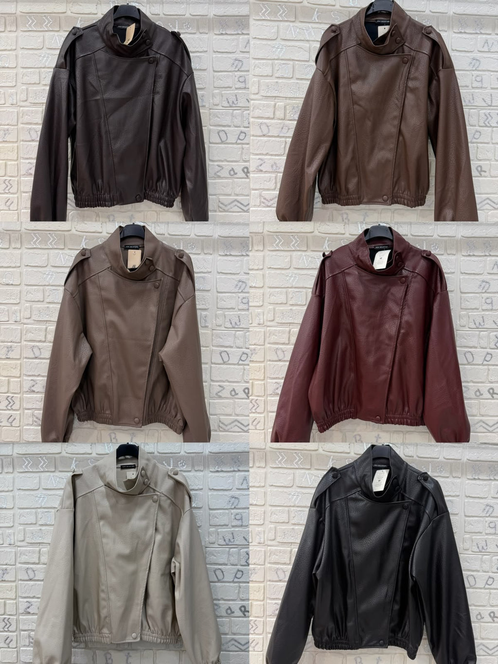 Giacca Donna in Ecopelle con Collo Alto e Vestibilità Oversize