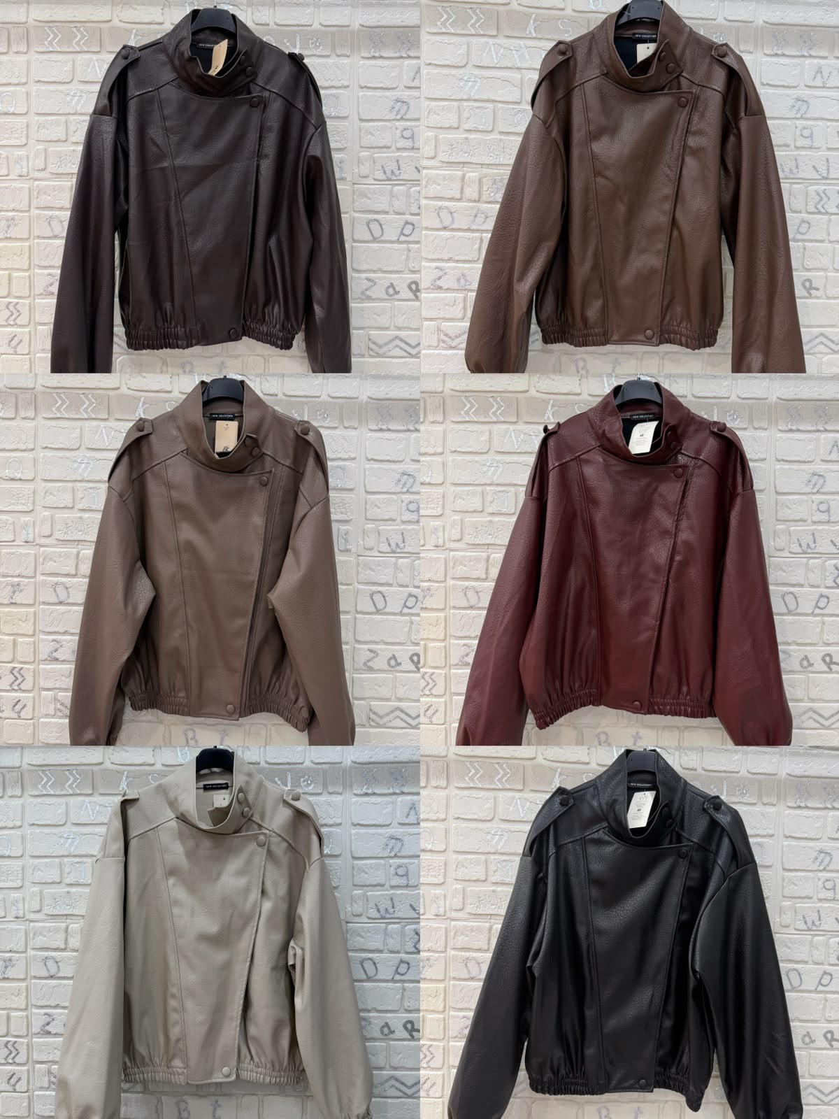 Giacca Donna in Ecopelle con Collo Alto e Vestibilità Oversize