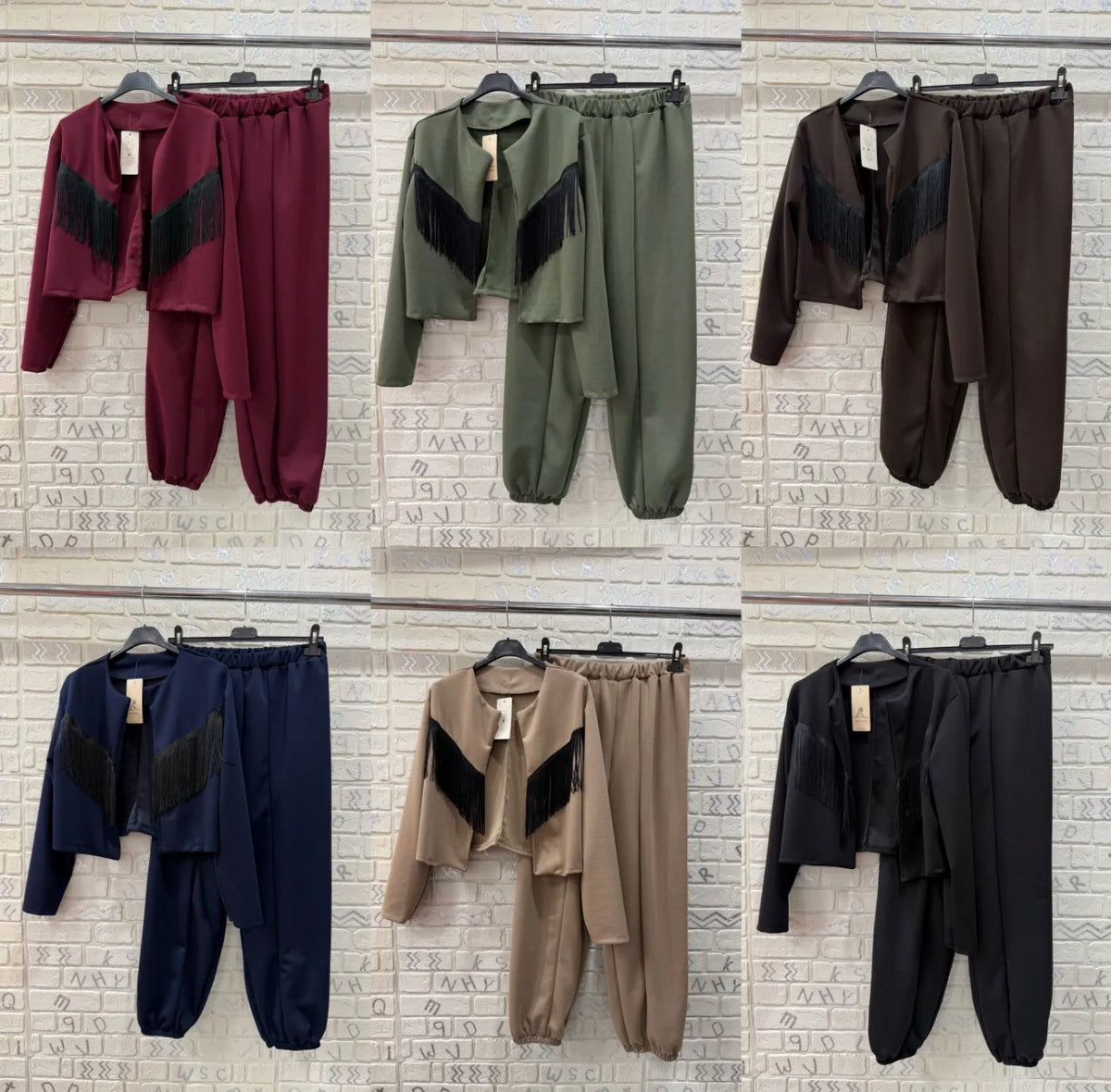 Coordinato Donna con Giacca Frange e Pantalone Jogger - Taglia Unica