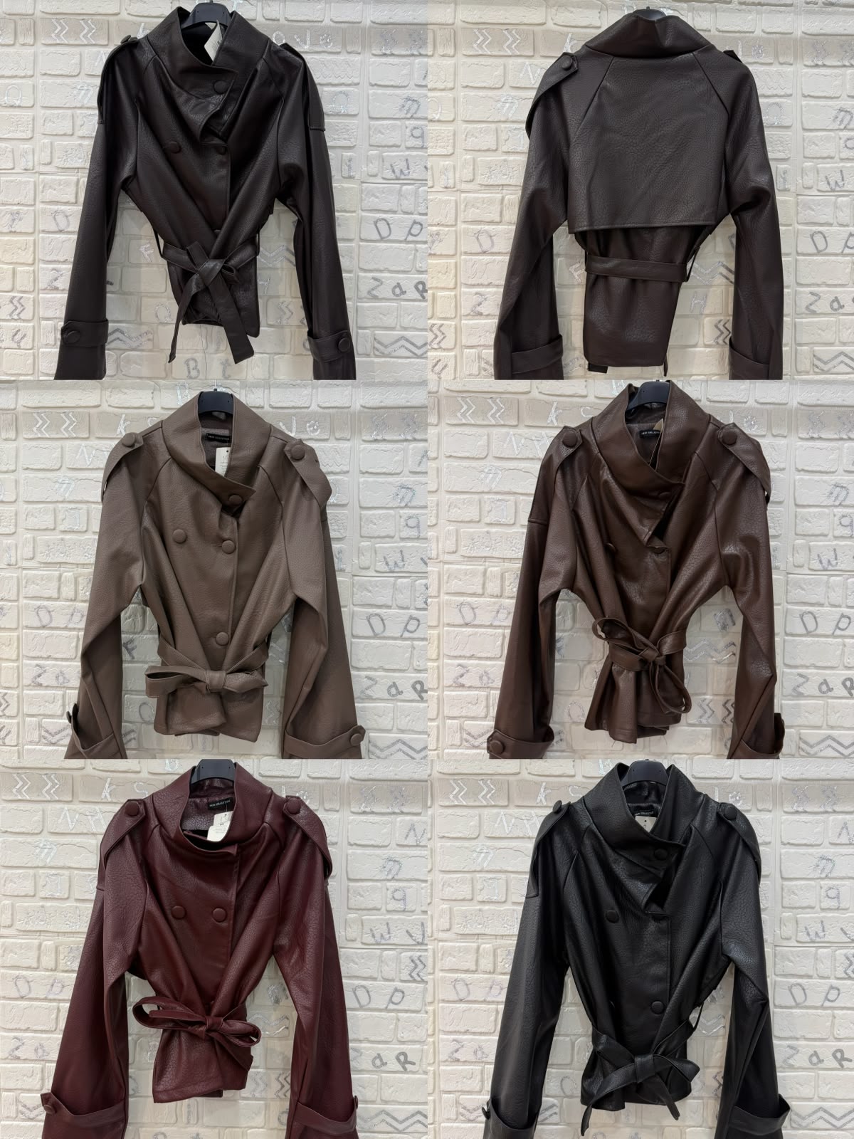 Giacca Donna in Ecopelle con Cintura e Collo Alto