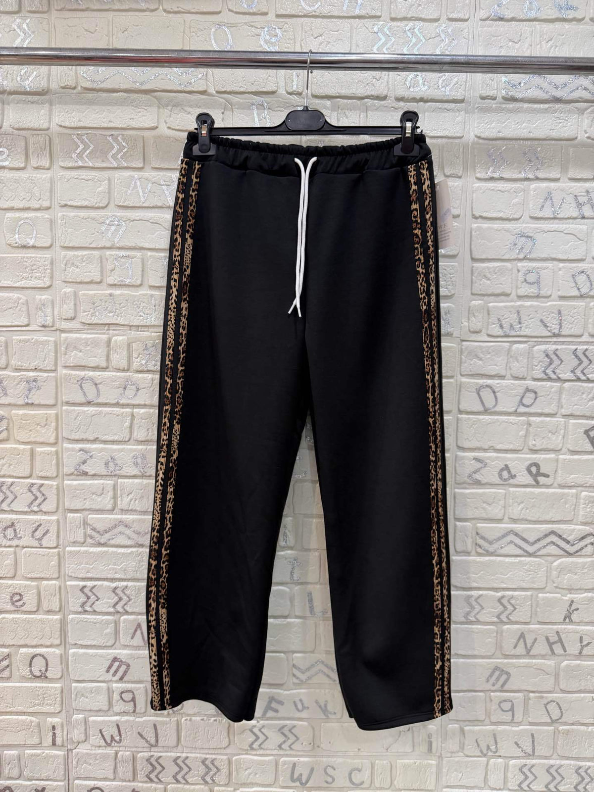 Pantalone Donna Sport Chic con Bande Leopardate - Taglia Unica