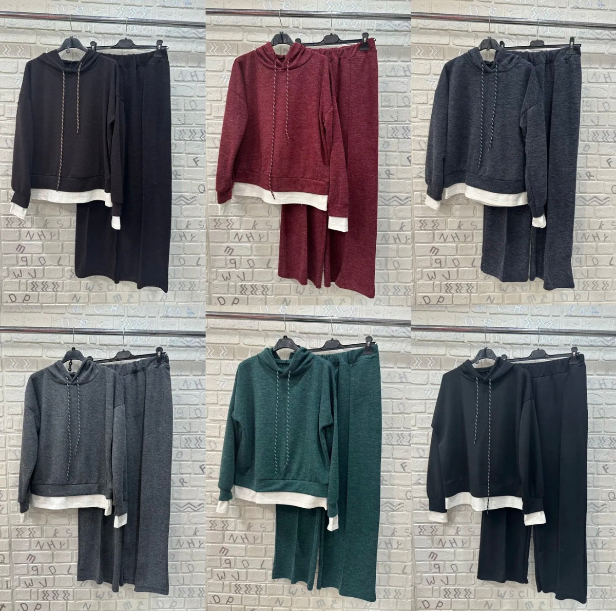 Coordinato Donna Felpa con Cappuccio e Pantalone Palazzo - Taglia Unica