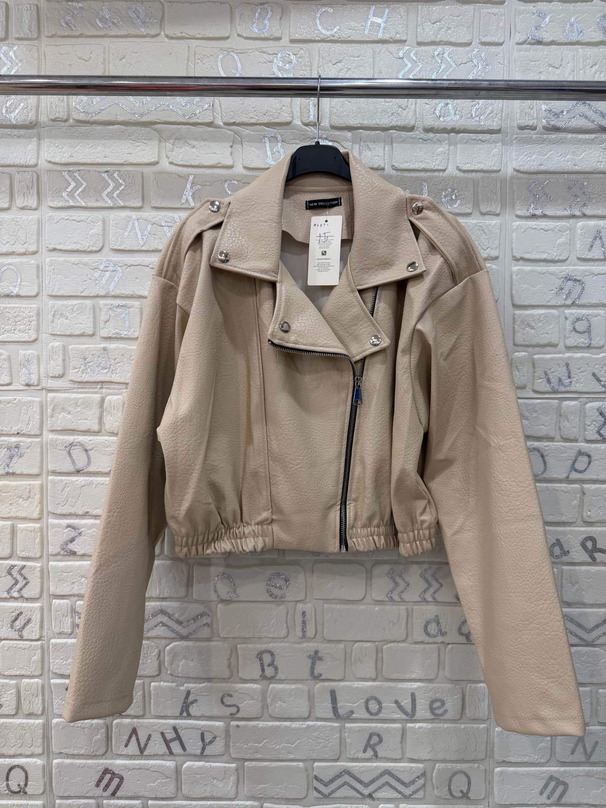 Giacca Chiodo Donna Effetto Pelle Oversize