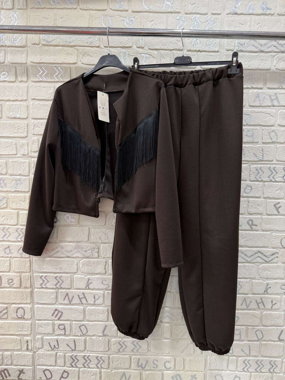 Coordinato Donna con Giacca Frange e Pantalone Jogger - Taglia Unica