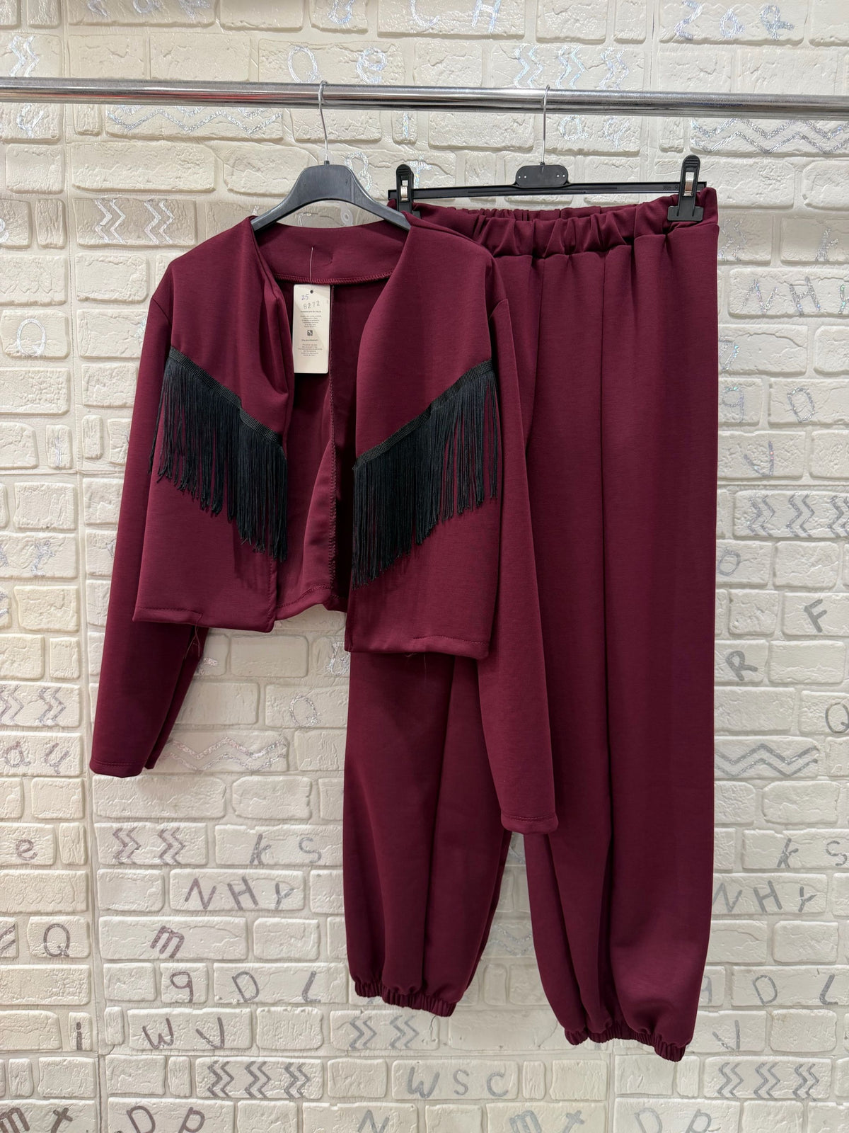 Coordinato Donna con Giacca Frange e Pantalone Jogger - Taglia Unica