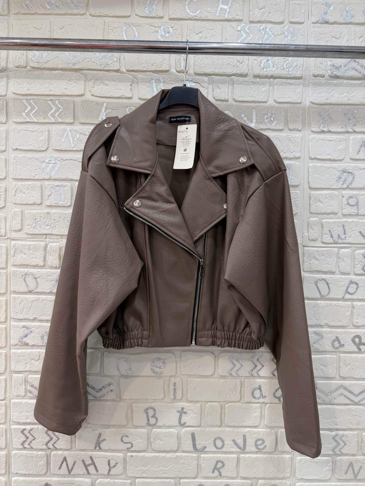 Giacca Chiodo Donna Effetto Pelle Oversize
