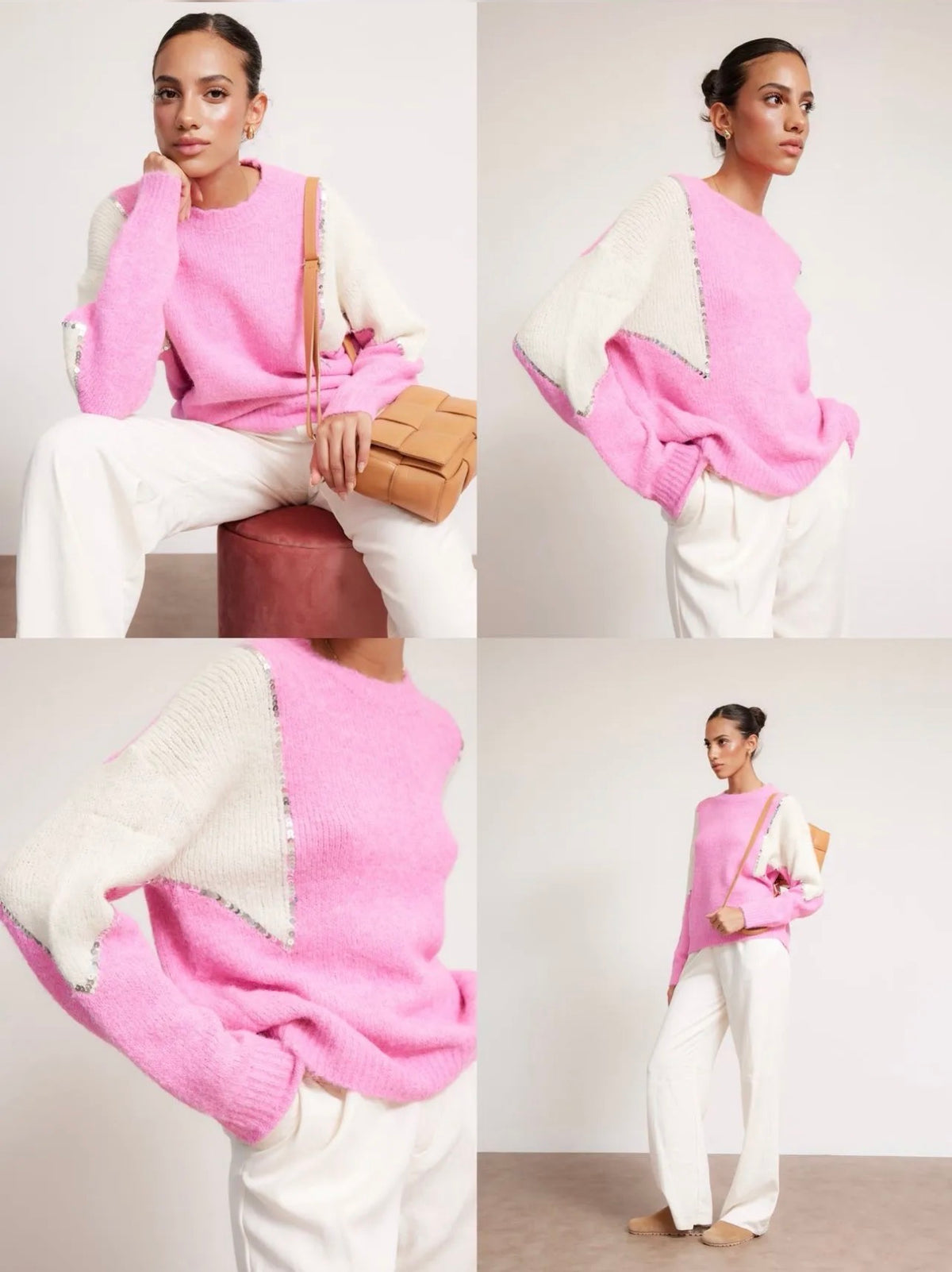 Maglione Donna Morbido con Dettagli Paillettes - Taglia Unica