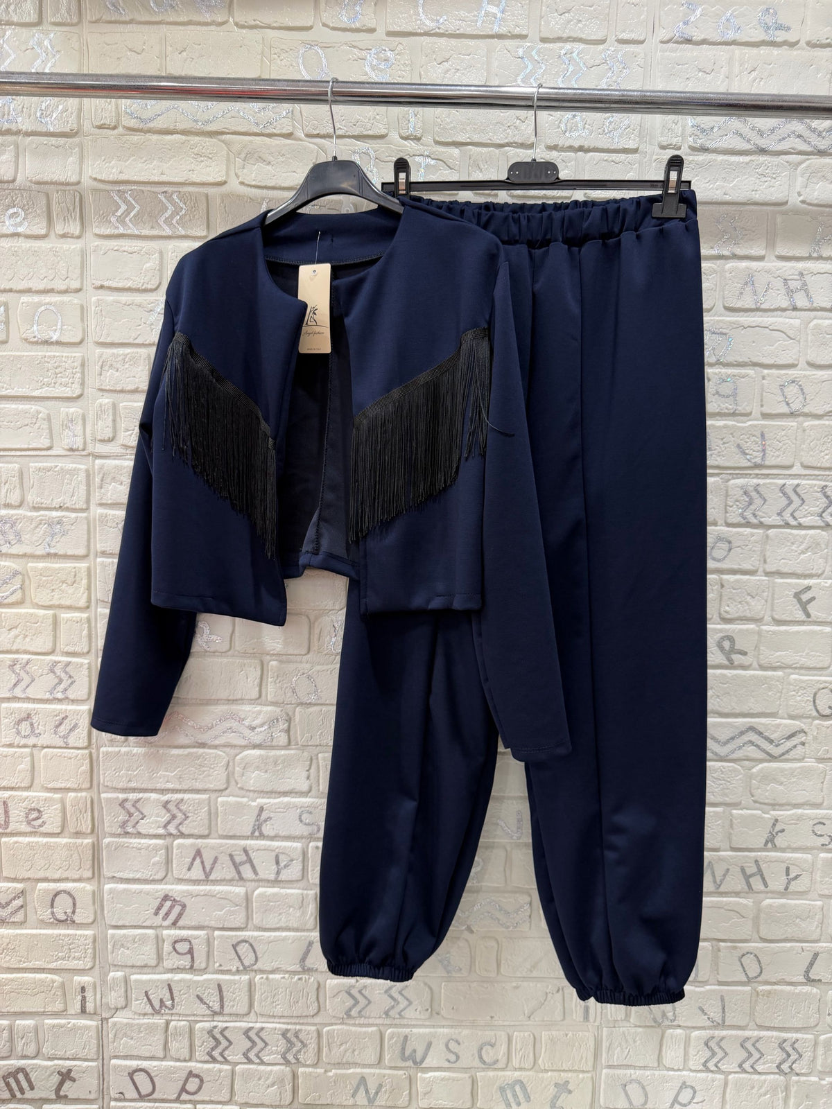 Coordinato Donna con Giacca Frange e Pantalone Jogger - Taglia Unica
