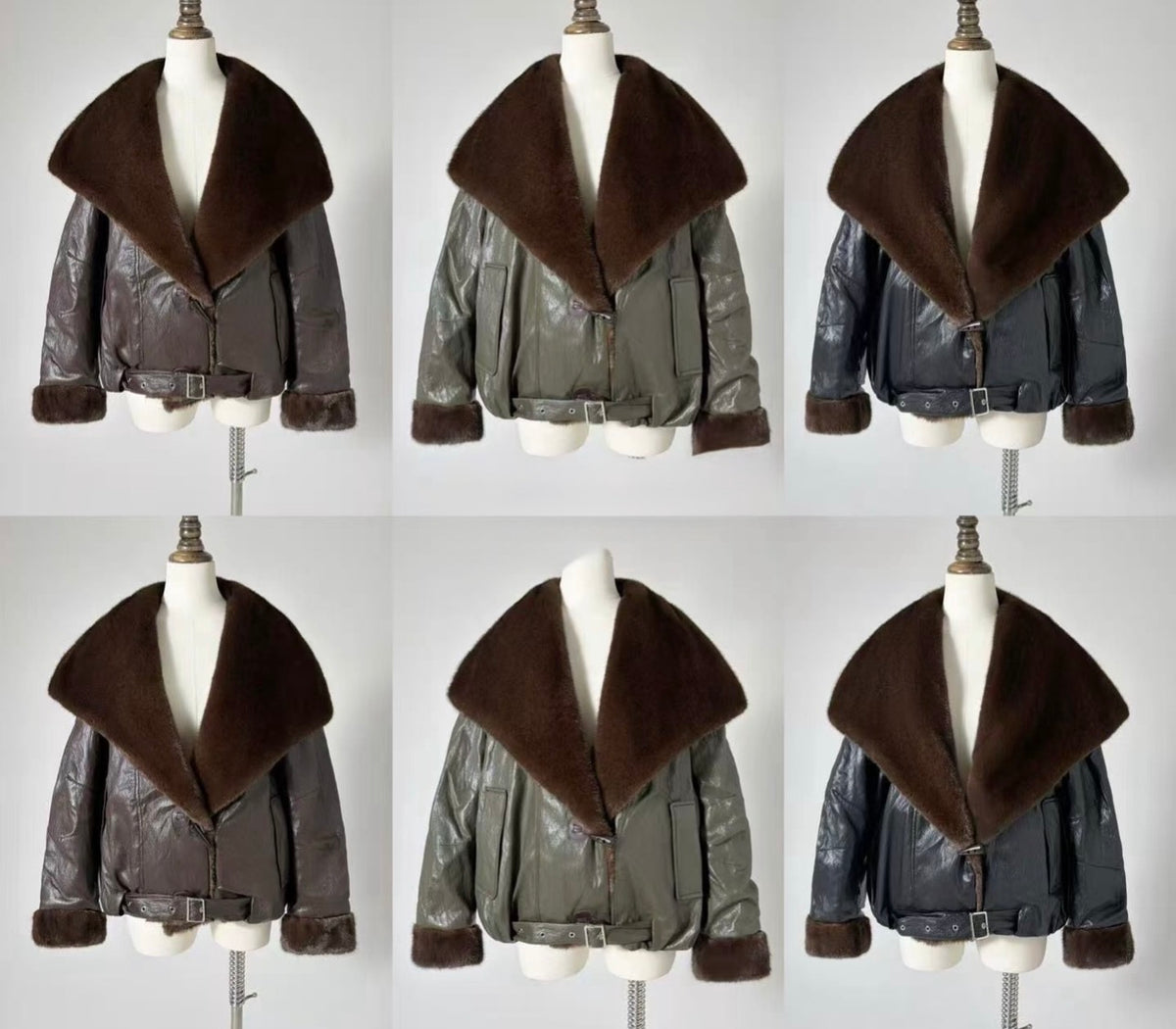 Giacca Donna Aviator in Ecopelle con Maxi Collo in Ecopelliccia - Taglia Unica
