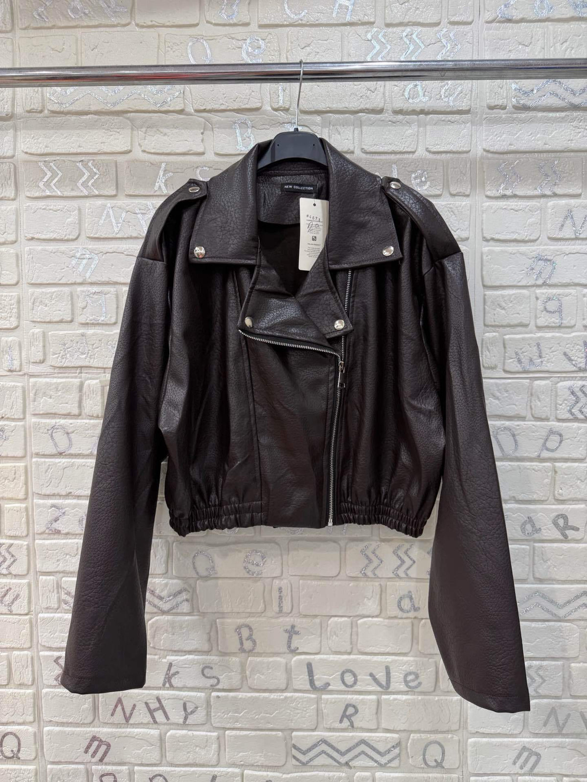 Giacca Chiodo Donna Effetto Pelle Oversize