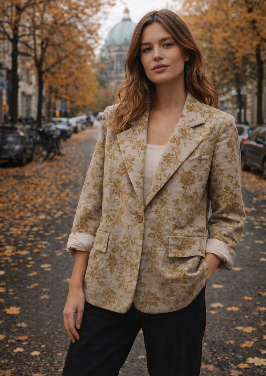 Giacca elegante con fantasia floreale – taglia unica, stile raffinato, vari colori
