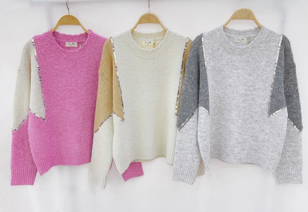 Maglione Donna Morbido con Dettagli Paillettes - Taglia Unica