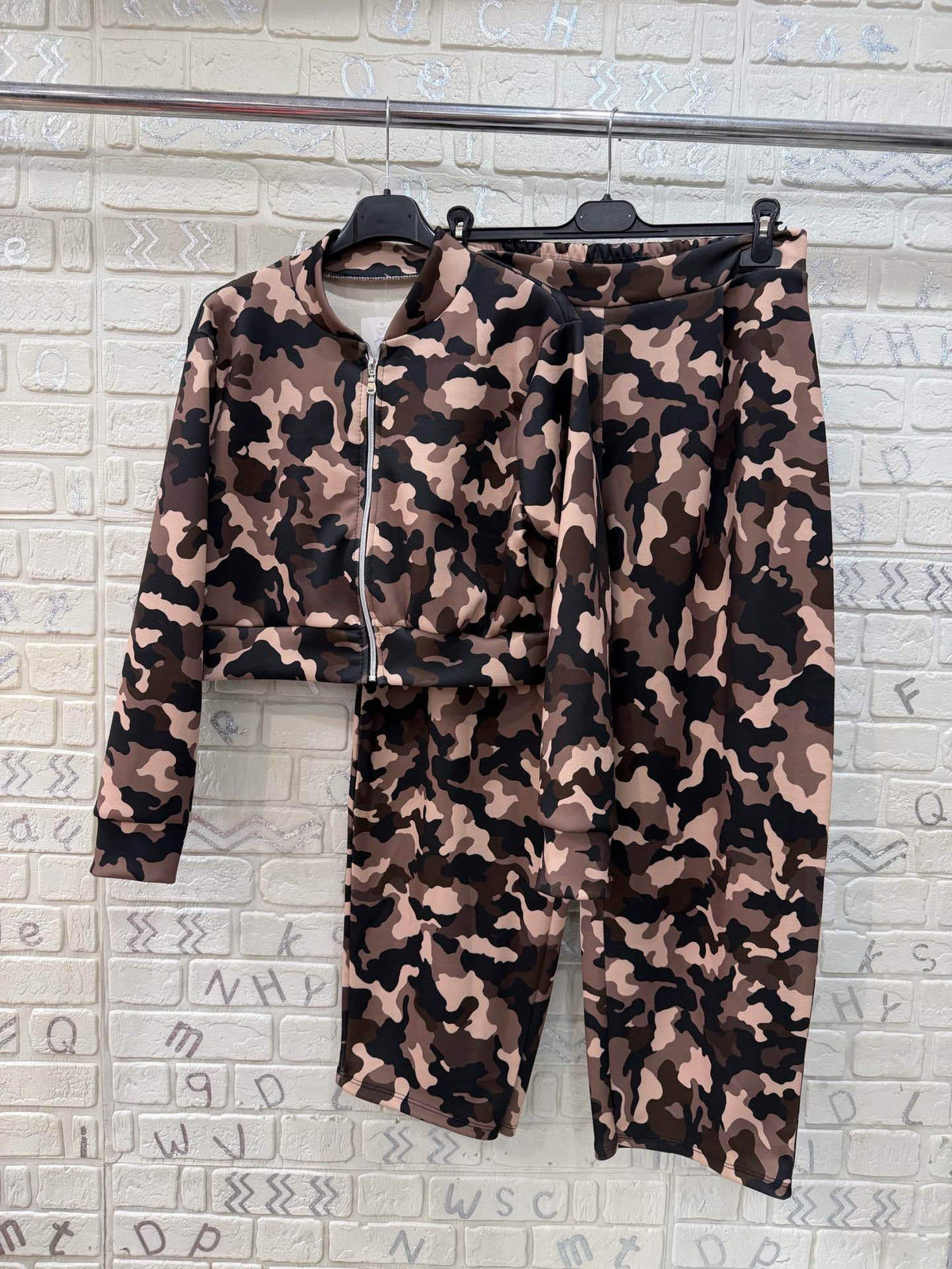 Tuta Donna Mimetico con Giacca Crop e Pantalone Jogger - Taglia Unica
