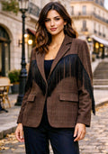 Blazer Donna Oversize con Frange Decorative - Taglia Unica