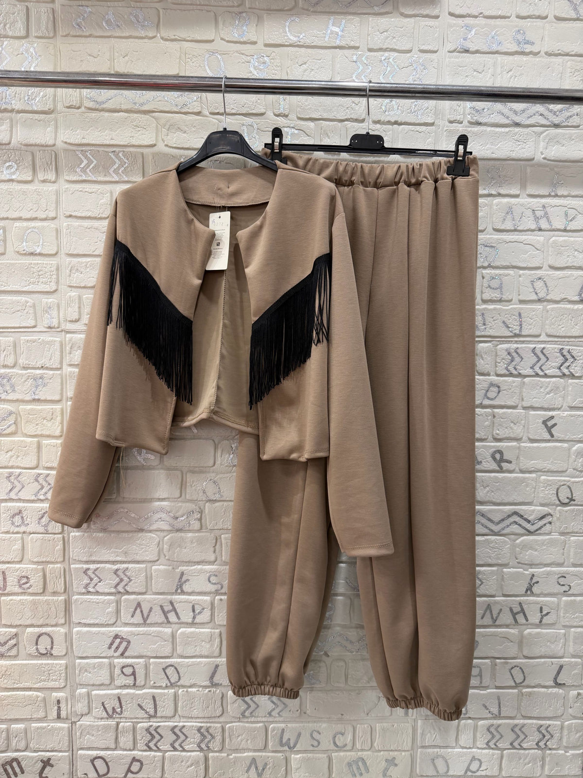 Coordinato Donna con Giacca Frange e Pantalone Jogger - Taglia Unica