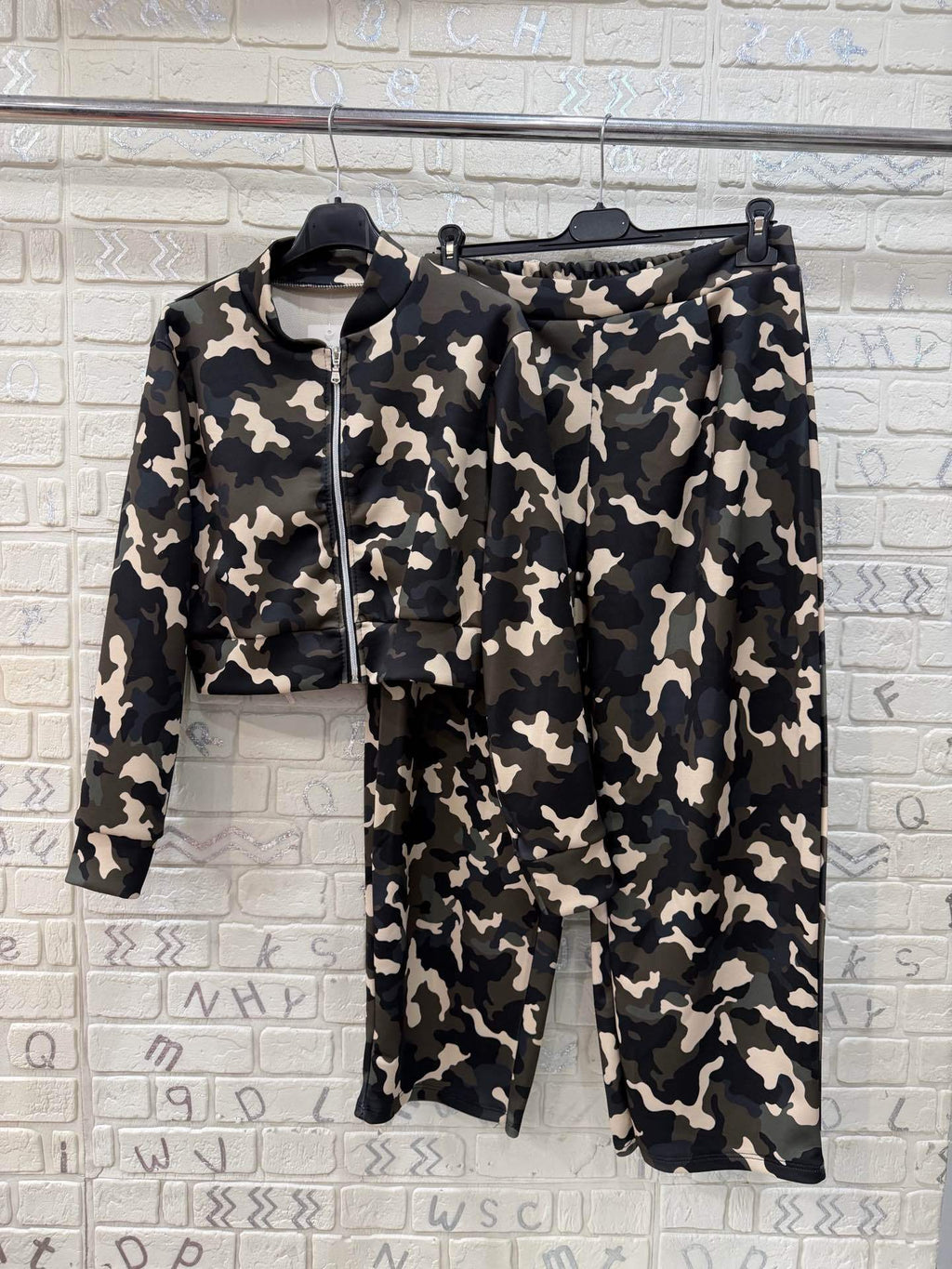 Tuta Donna Mimetico con Giacca Crop e Pantalone Jogger - Taglia Unica