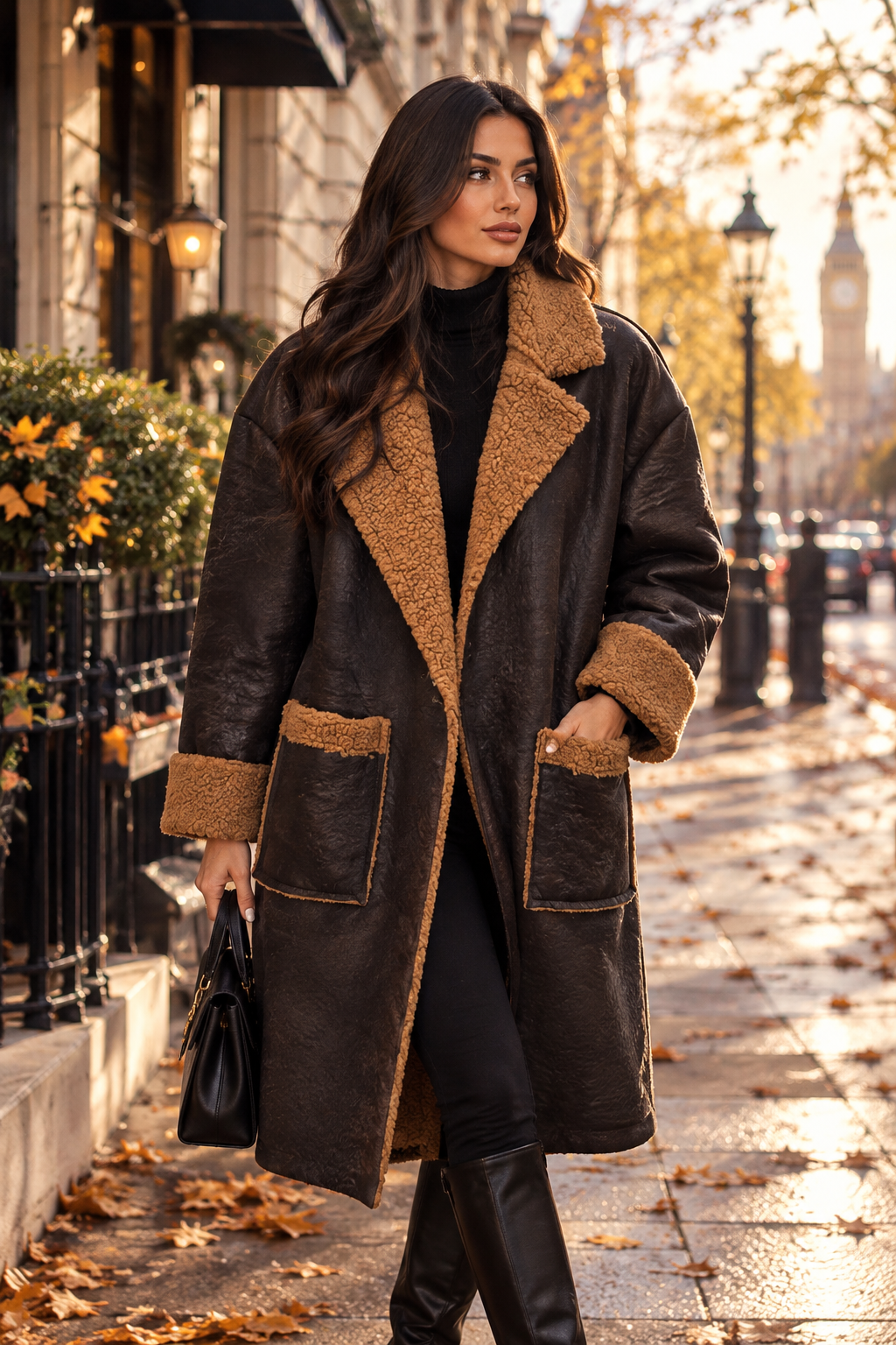 Cappotto corto in ecopelle con interno peluche – taglia unica