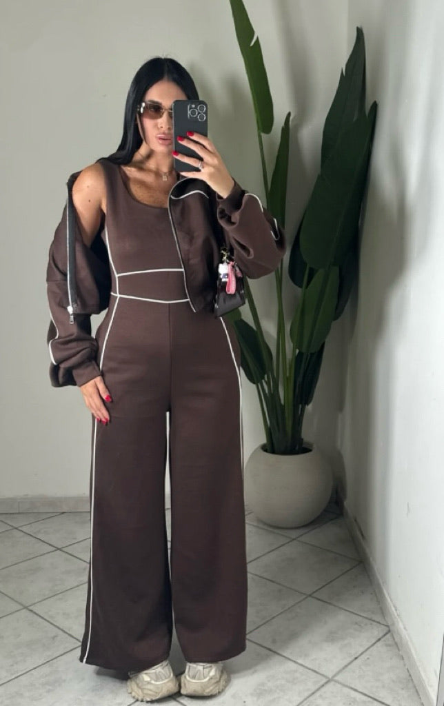 Coordinato Donna Tuta Intera con Giacca Crop - Taglia Unica