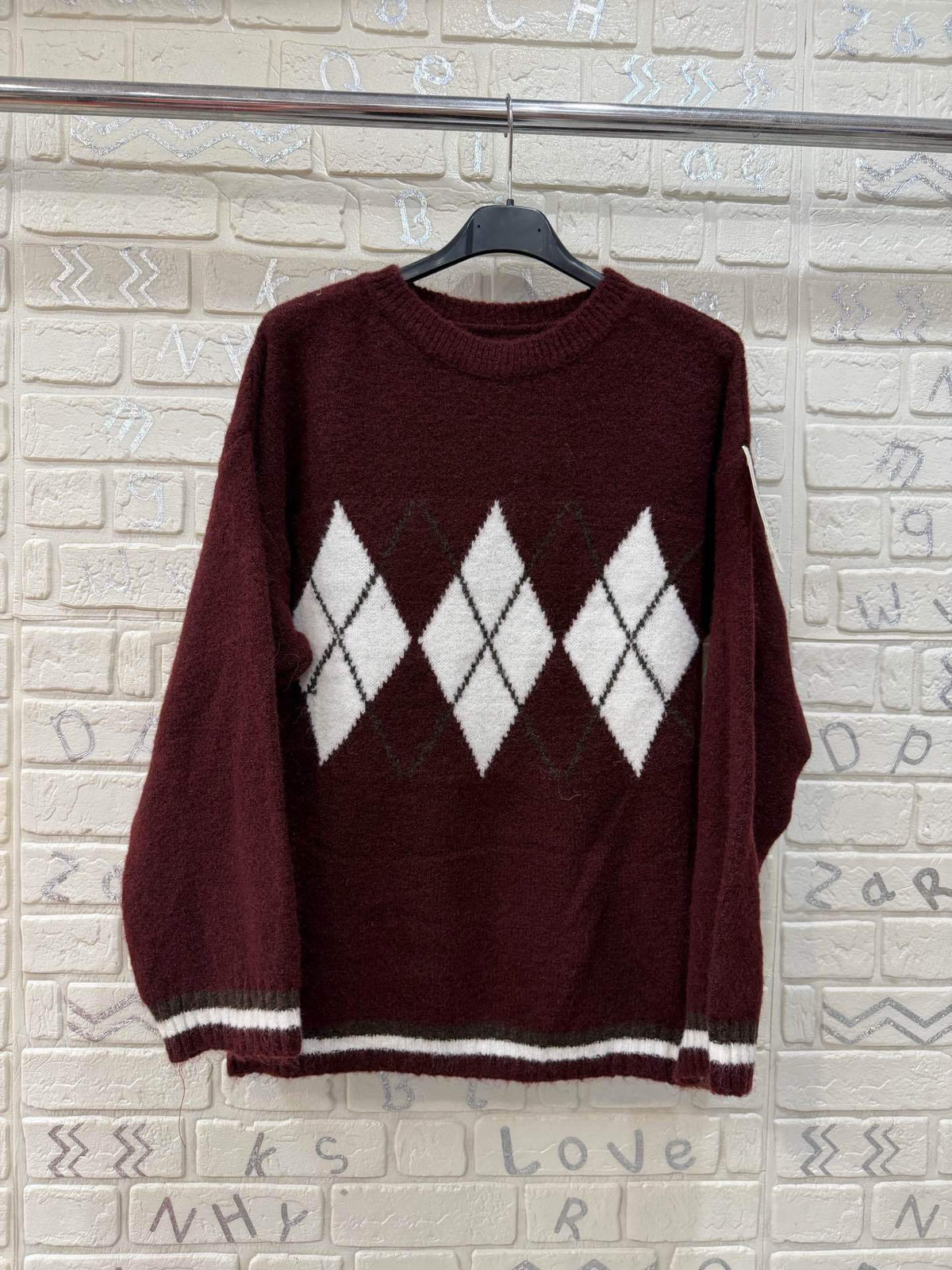Maglione a rombi classico – taglia unica, vari colori