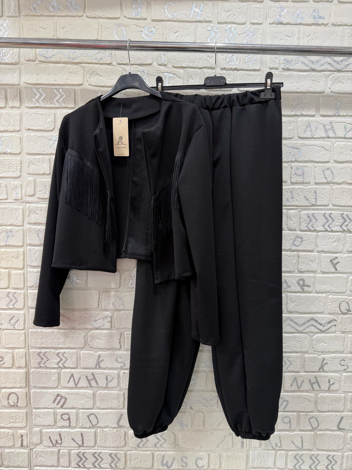 Coordinato Donna con Giacca Frange e Pantalone Jogger - Taglia Unica