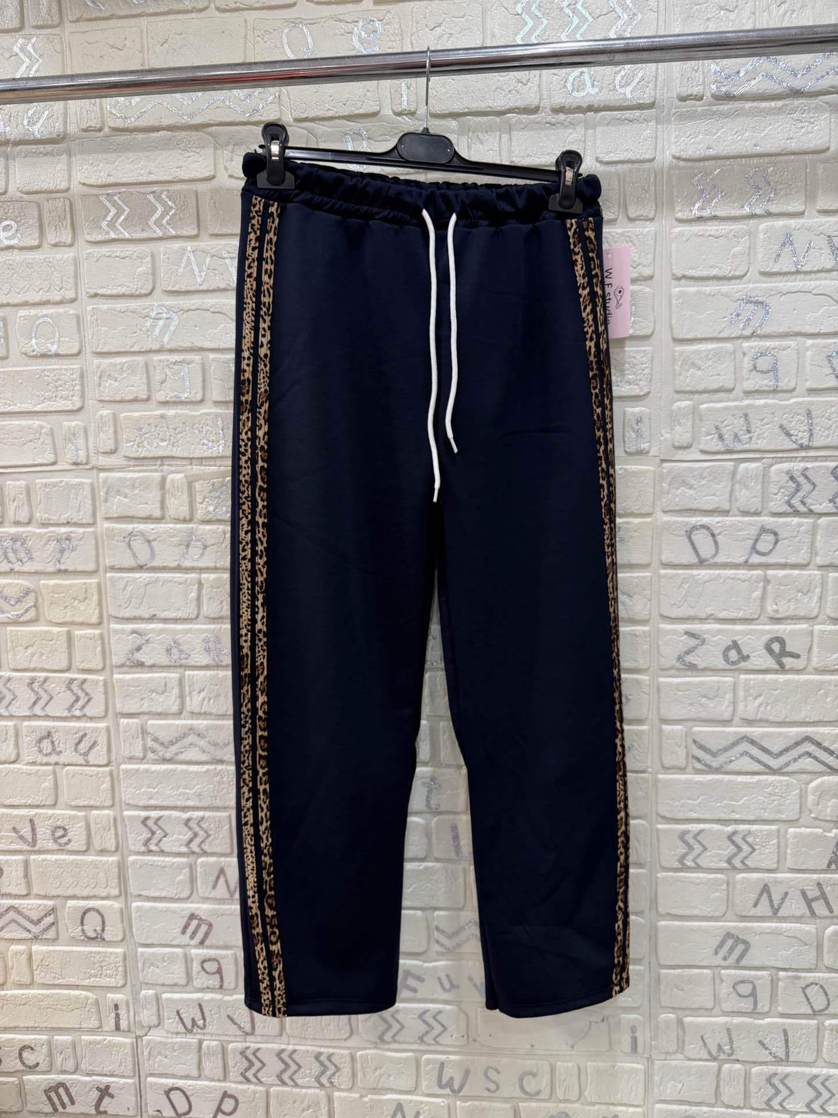 Pantalone Donna Sport Chic con Bande Leopardate - Taglia Unica