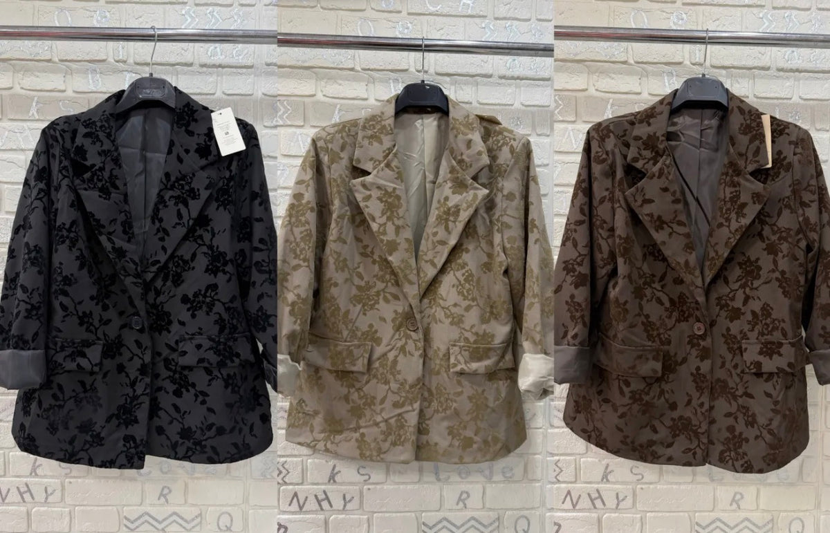 Giacca elegante con fantasia floreale – taglia unica, stile raffinato, vari colori