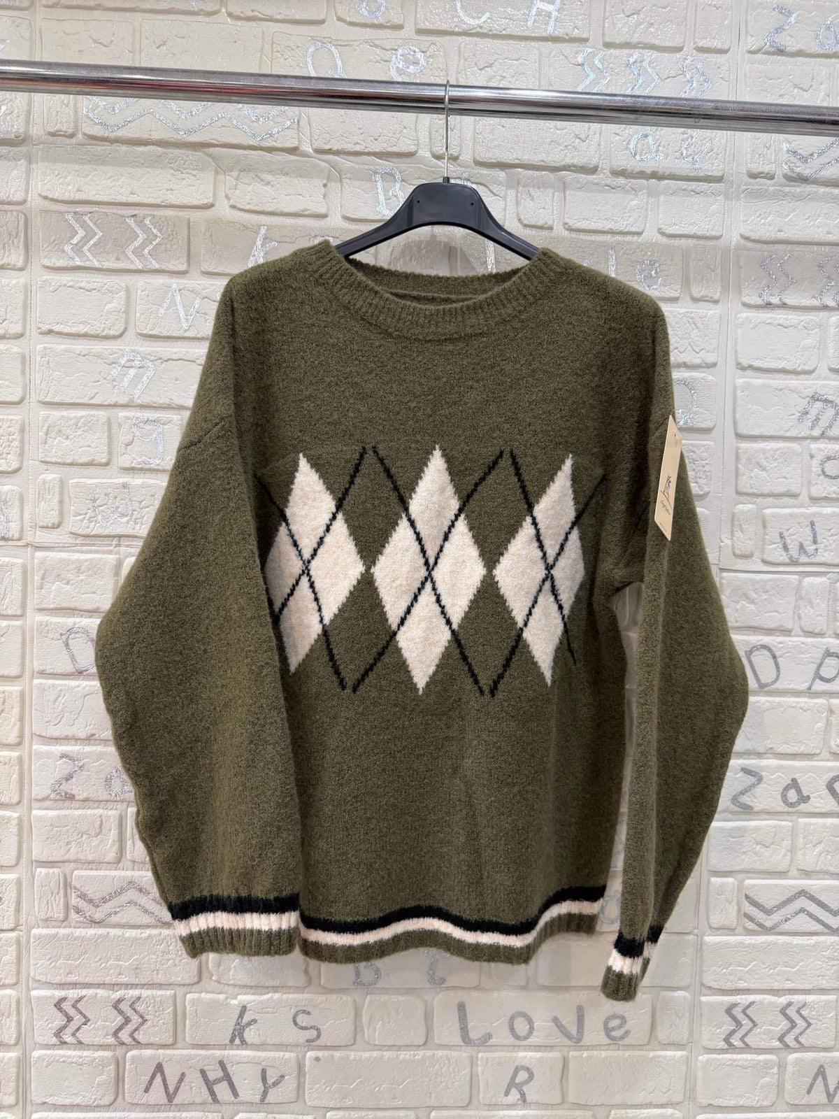 Maglione a rombi classico – taglia unica, vari colori