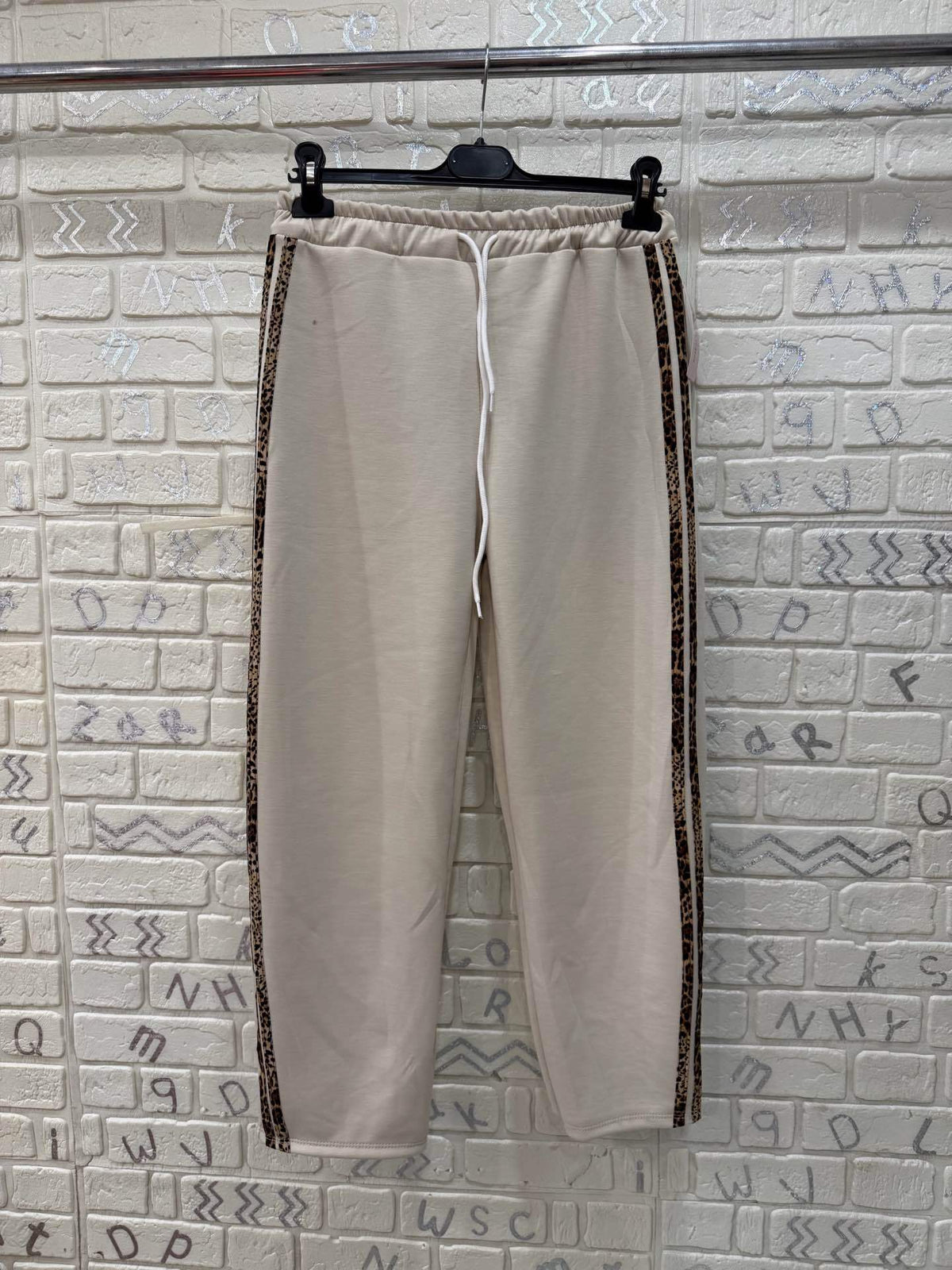 Pantalone Donna Sport Chic con Bande Leopardate - Taglia Unica