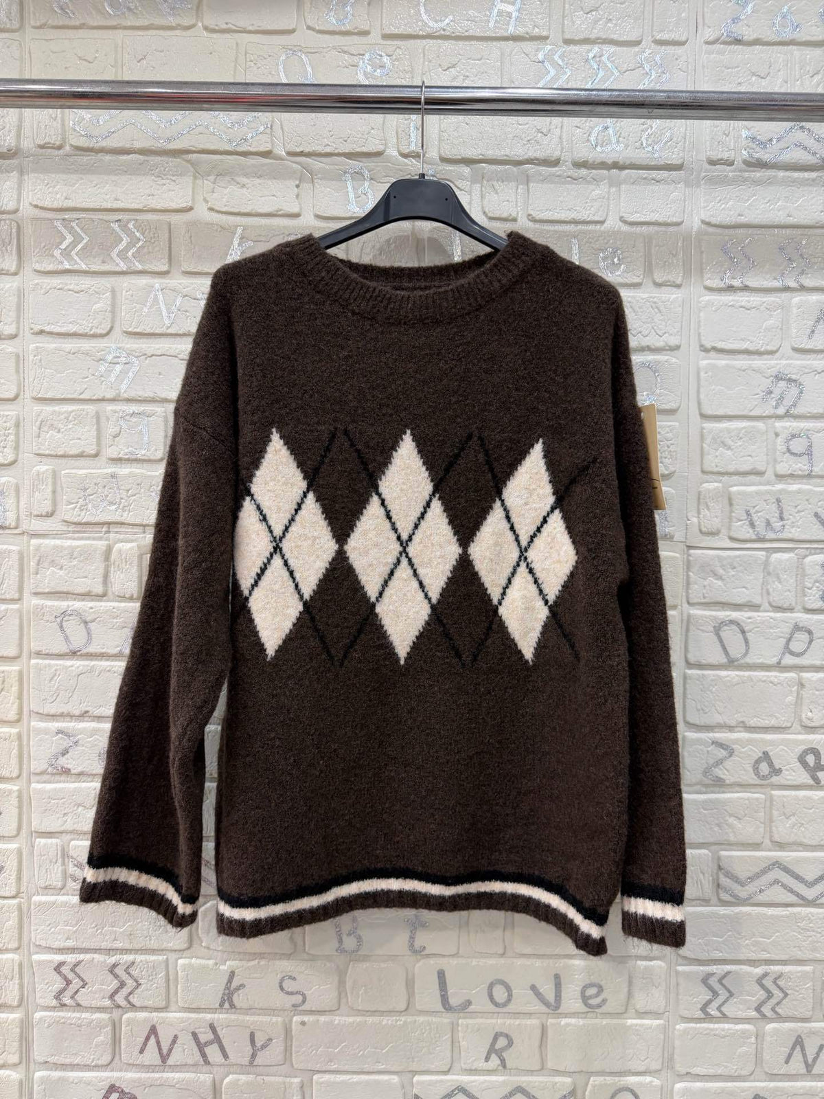 Maglione a rombi classico – taglia unica, vari colori