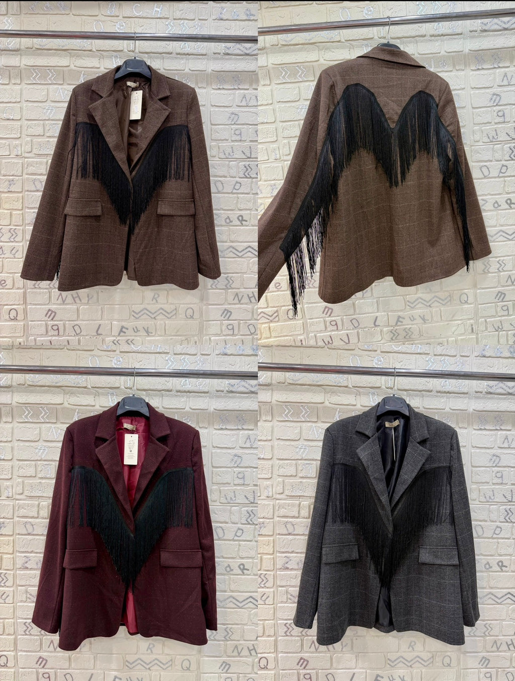Blazer Donna Oversize con Frange Decorative - Taglia Unica