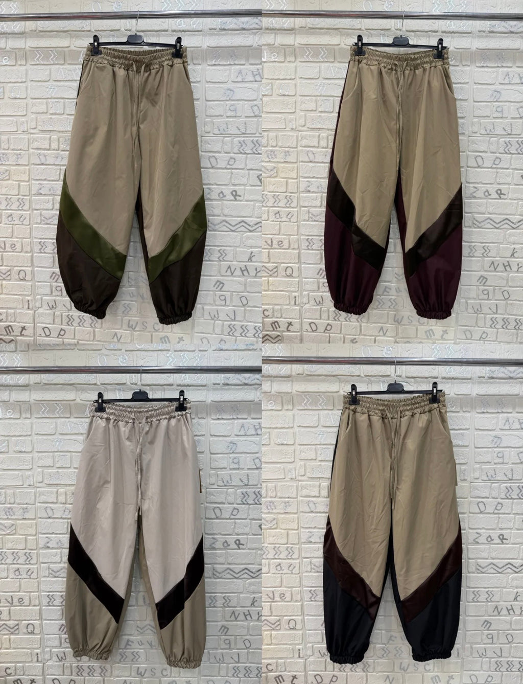Pantalone Donna Jogger con Inserti a Contrasto - Taglia Unica