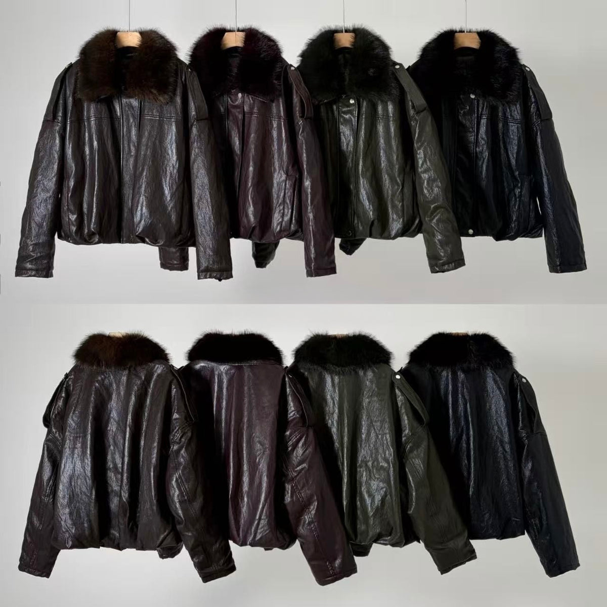 Giacca Donna in Ecopelle con Collo in Ecopelliccia - Taglia Unica