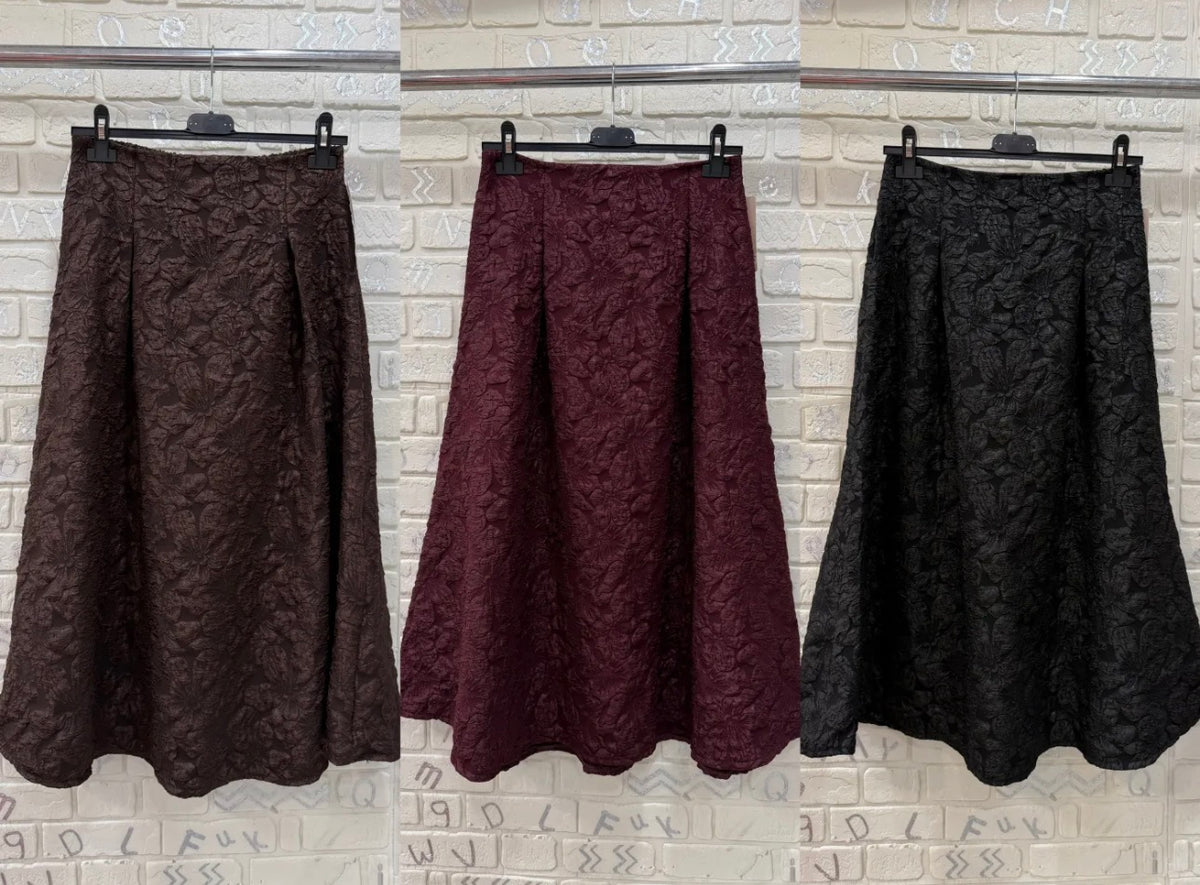 Gonna Donna Midi Jacquard Floreale - Taglia Unica