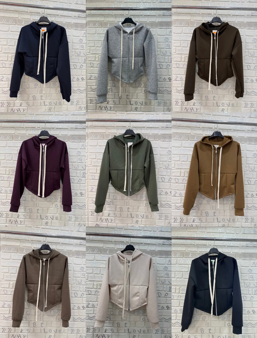 Felpa Donna Crop con Cappuccio e Zip - Taglia Unica