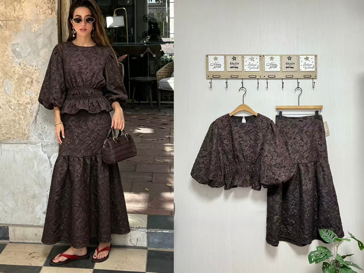Gonna Donna Midi Jacquard Floreale - Taglia Unica