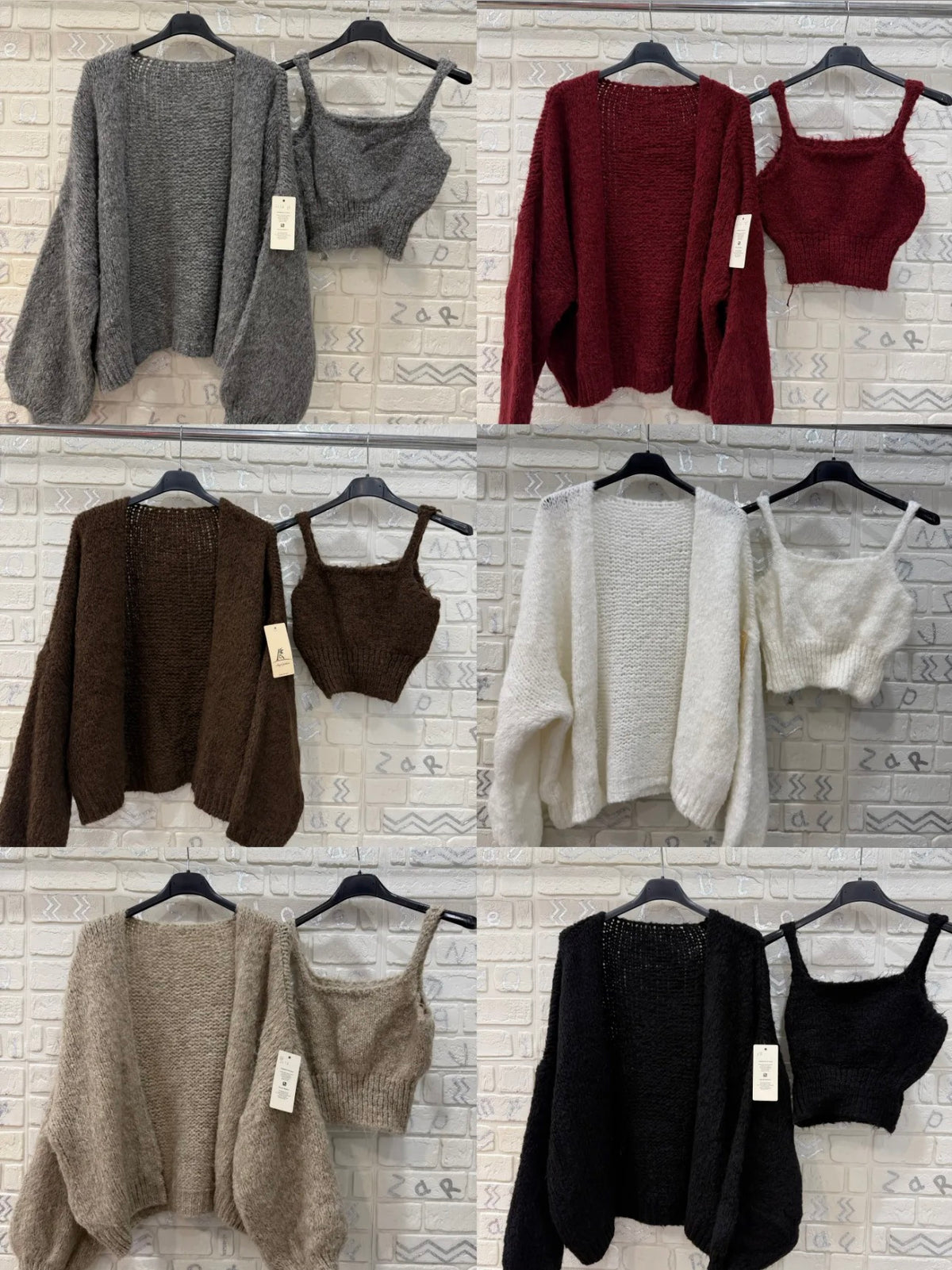 Completo Donna in Maglia con Cardigan e Top Coordinato - Taglia Unica