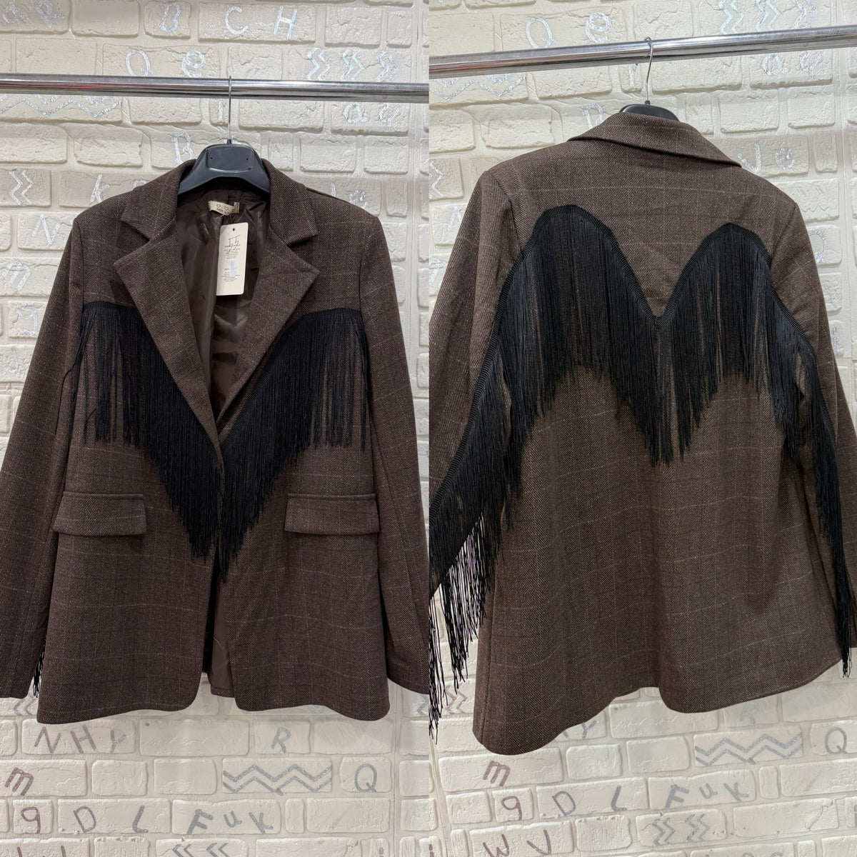 Blazer Donna Oversize con Frange Decorative - Taglia Unica