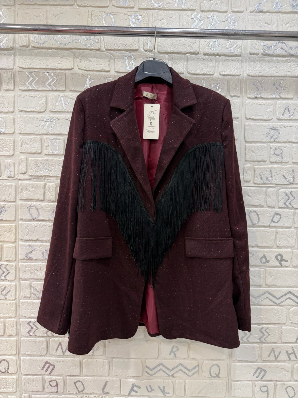Blazer Donna Oversize con Frange Decorative - Taglia Unica