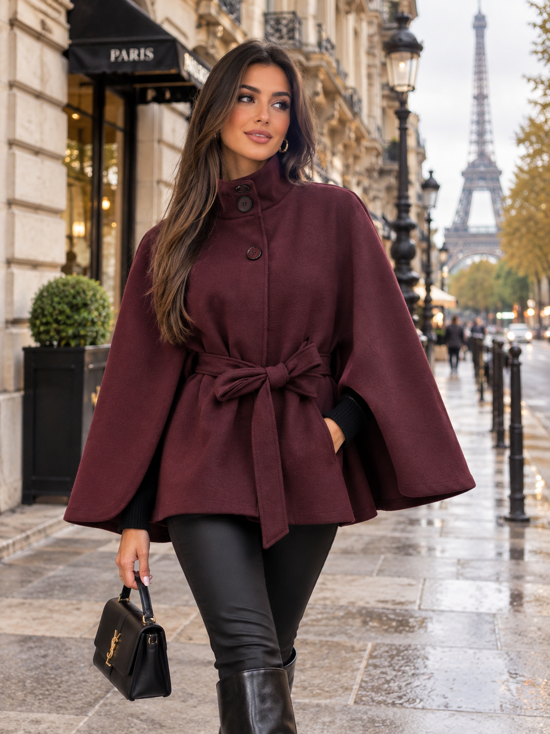 Mantella Donna Elegante con Cintura - Taglia Unica