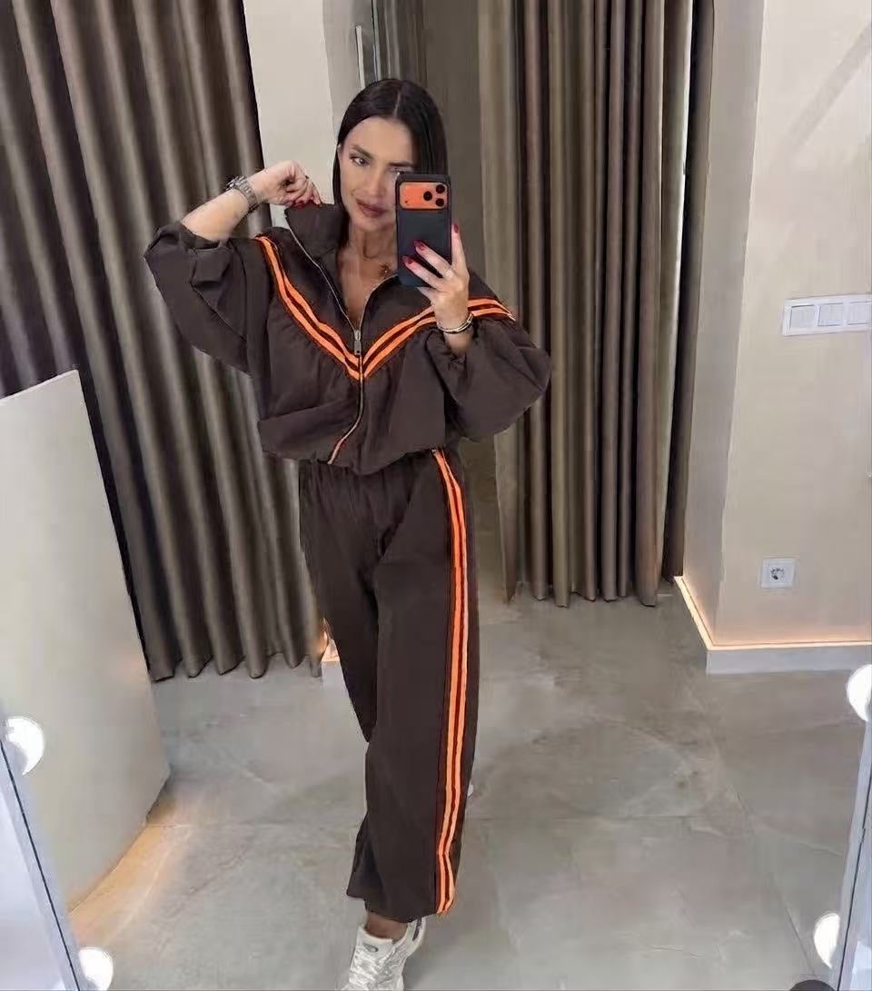 Tuta Donna Sport Chic con Zip e Bande a Contrasto - Taglia Unica
