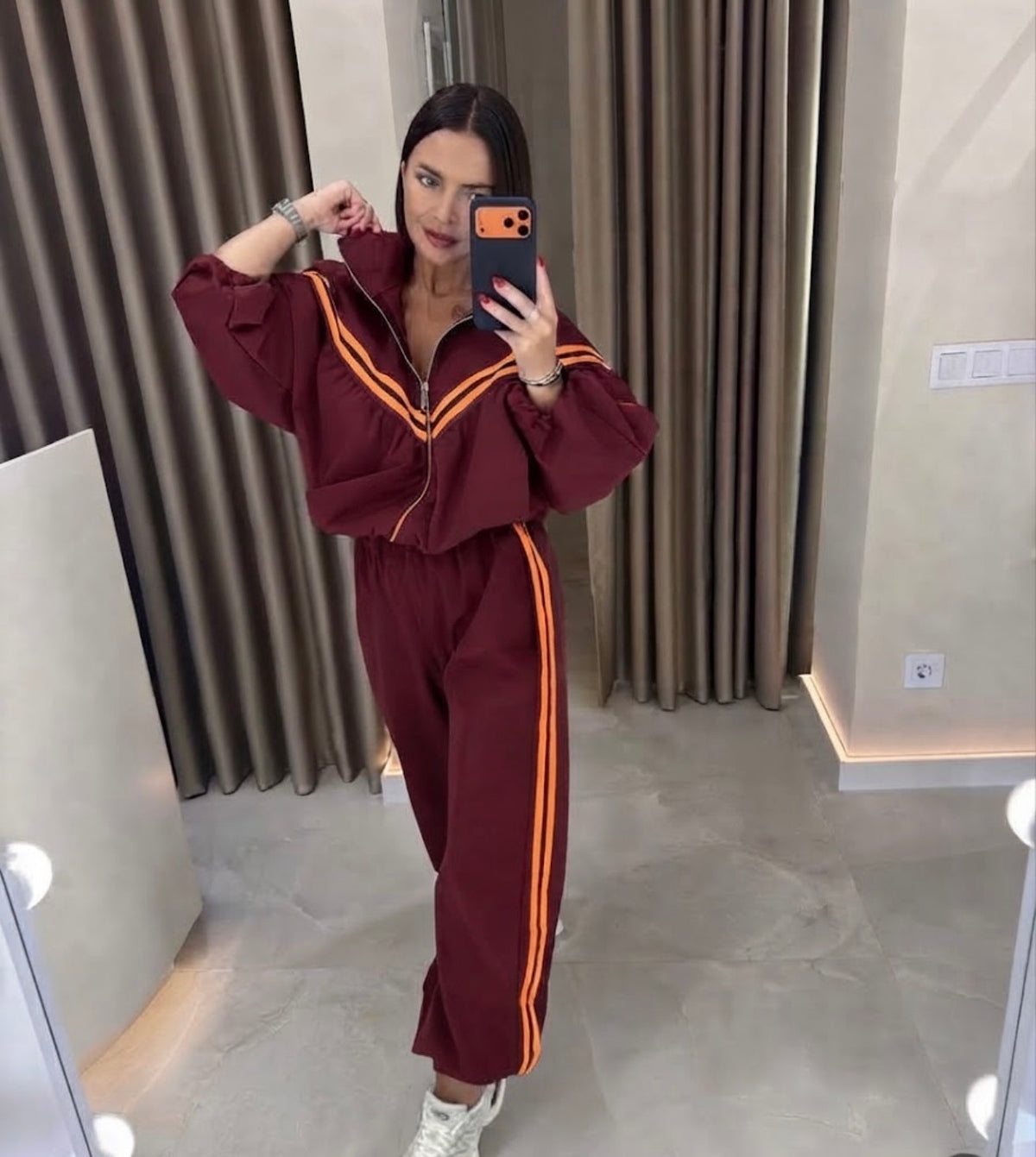 Tuta Donna Sport Chic con Zip e Bande a Contrasto - Taglia Unica