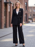 Completo Donna Elegante Blazer con Fiocco e Pantalone Palazzo - Taglia Unica