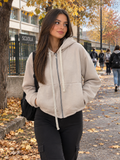 Felpa Donna Crop con Cappuccio e Zip - Taglia Unica