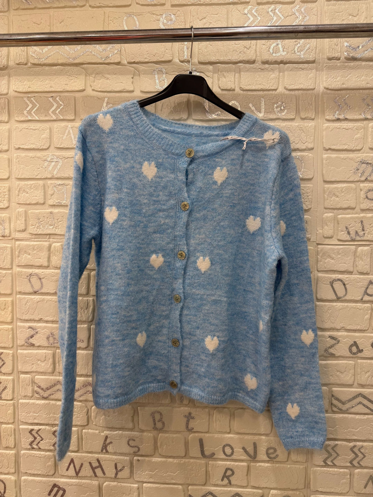 Cardigan Donna Morbido con Cuori a Contrasto - Taglia Unica