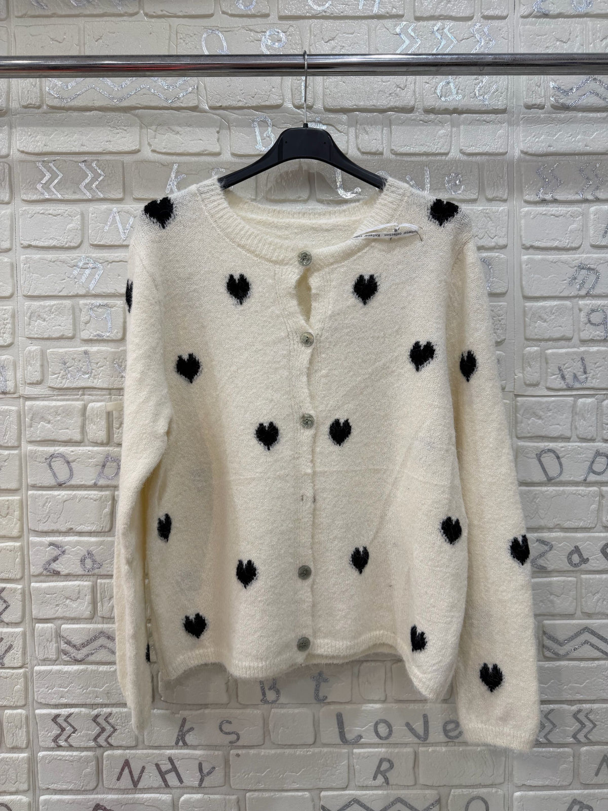 Cardigan Donna Morbido con Cuori a Contrasto - Taglia Unica