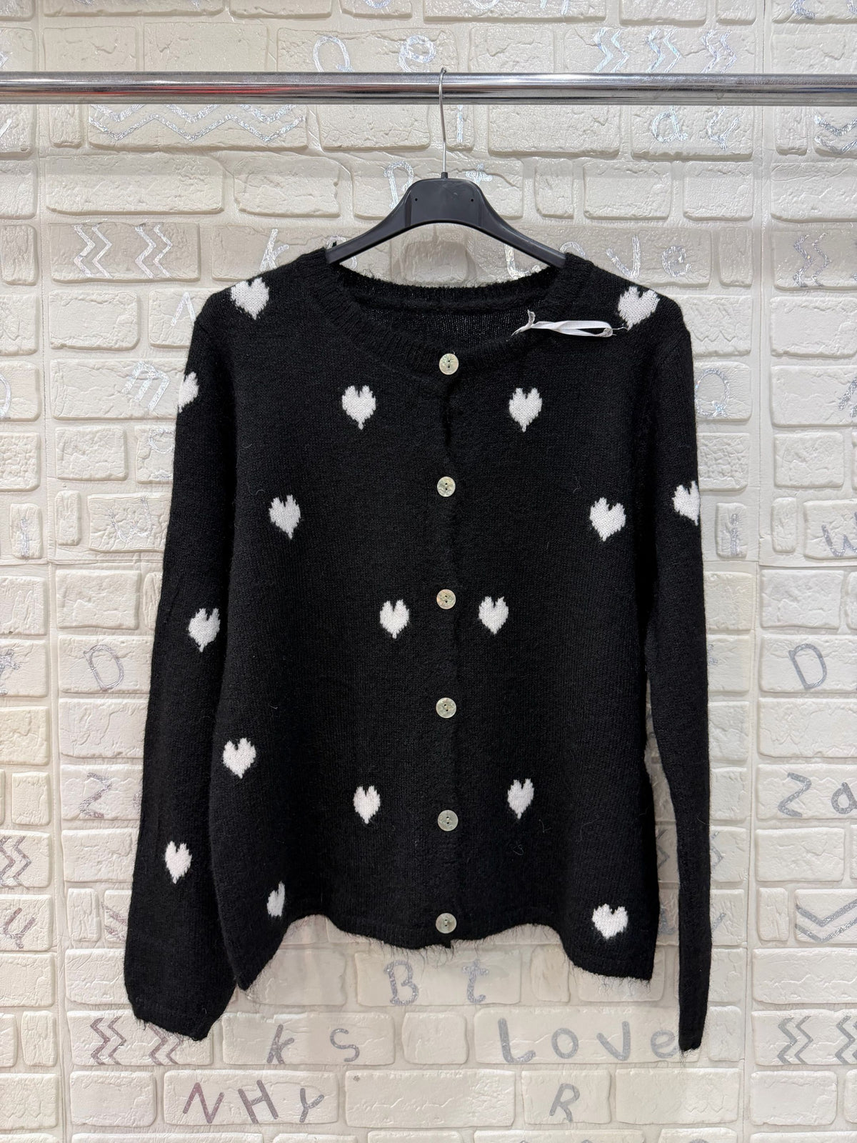 Cardigan Donna Morbido con Cuori a Contrasto - Taglia Unica