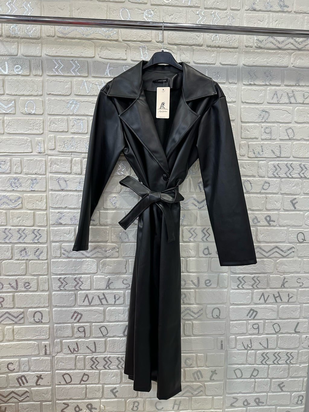 Trench Donna Lungo in Ecopelle con Cintura - Taglia Unica