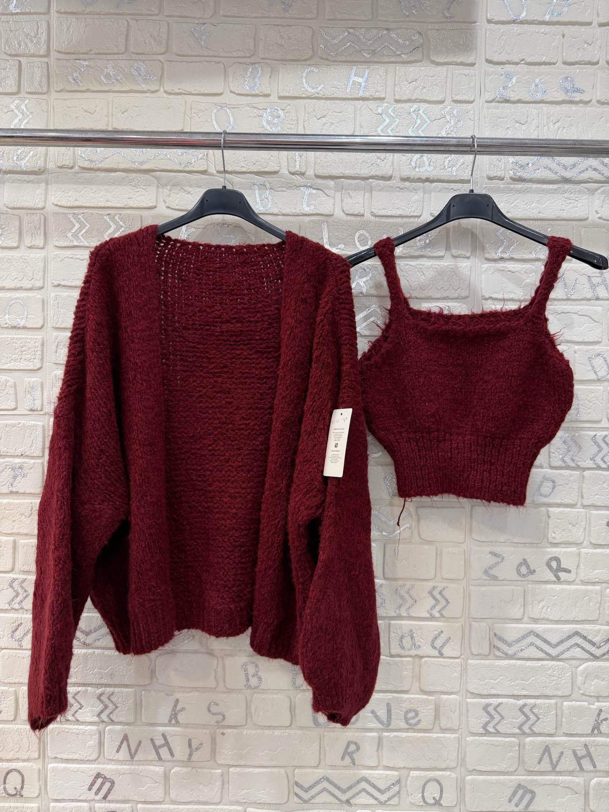 Completo Donna in Maglia con Cardigan e Top Coordinato - Taglia Unica