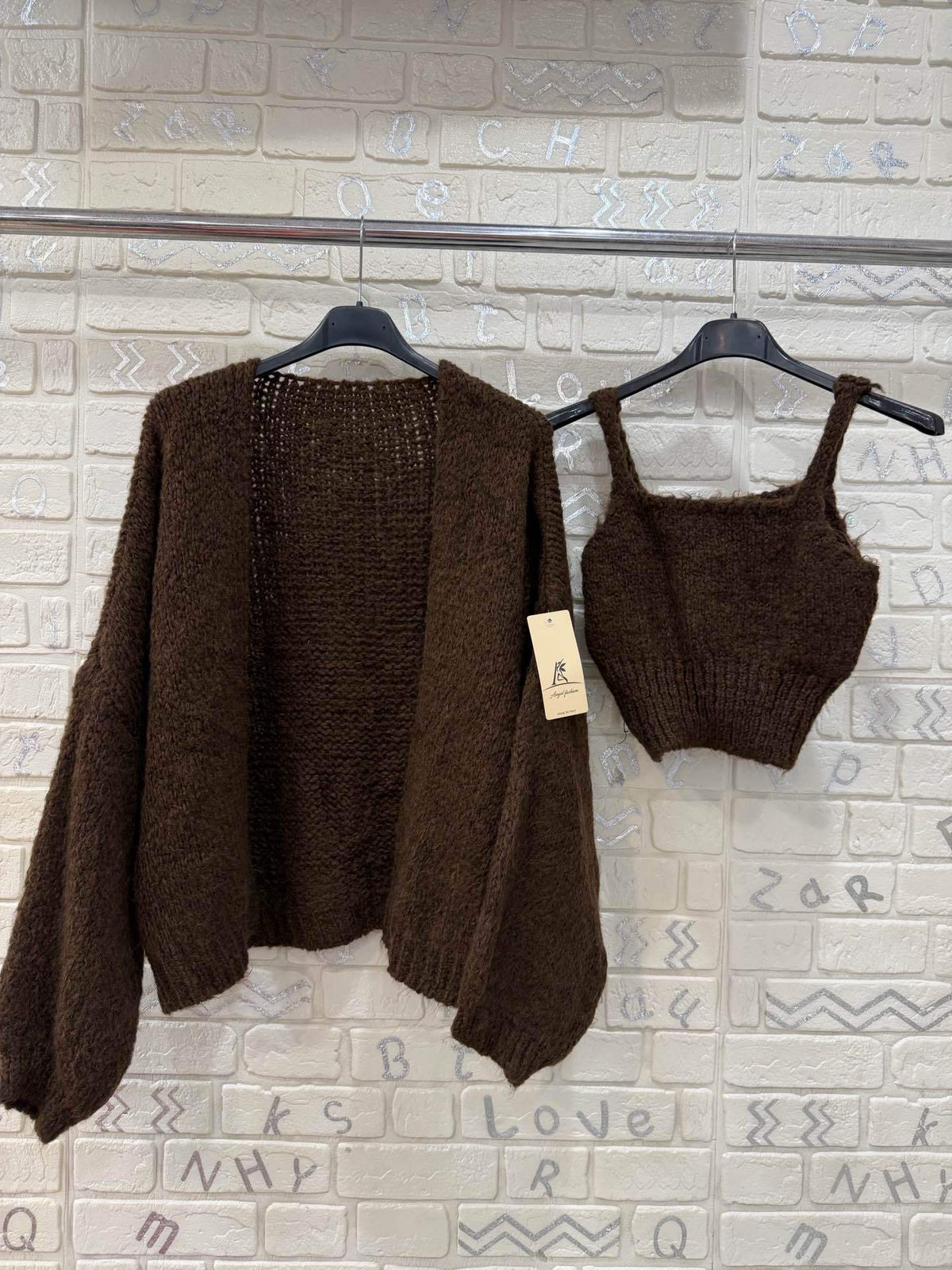 Completo Donna in Maglia con Cardigan e Top Coordinato - Taglia Unica